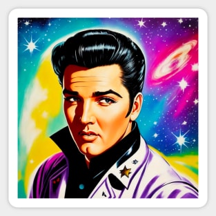 Vintage Retro Elvis in the Galaxy Sticker